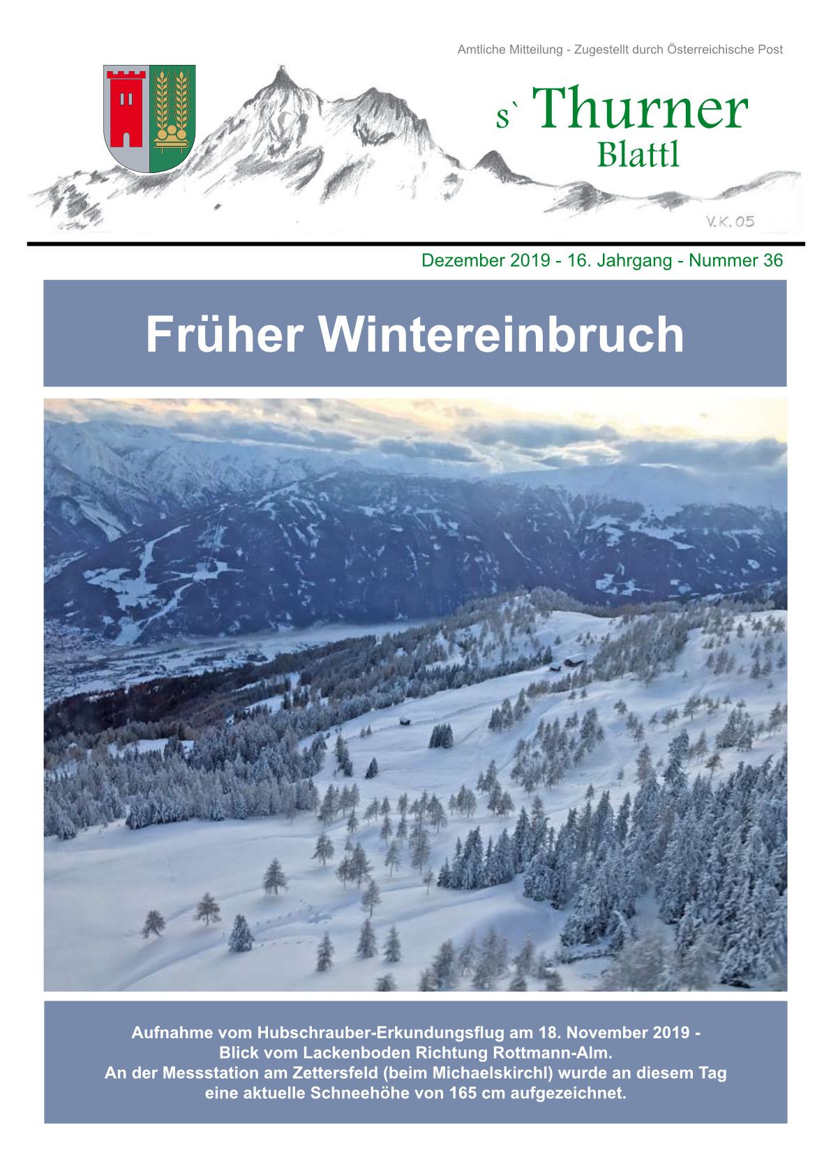 Titelblatt Gemeindezeitung Ausgabe Dezember 2019