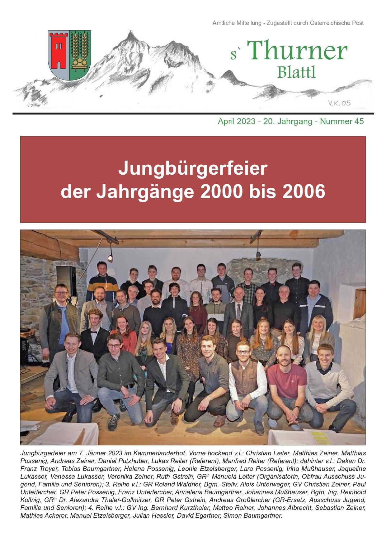 Deckblatt der Thurner Gemeindezeitung