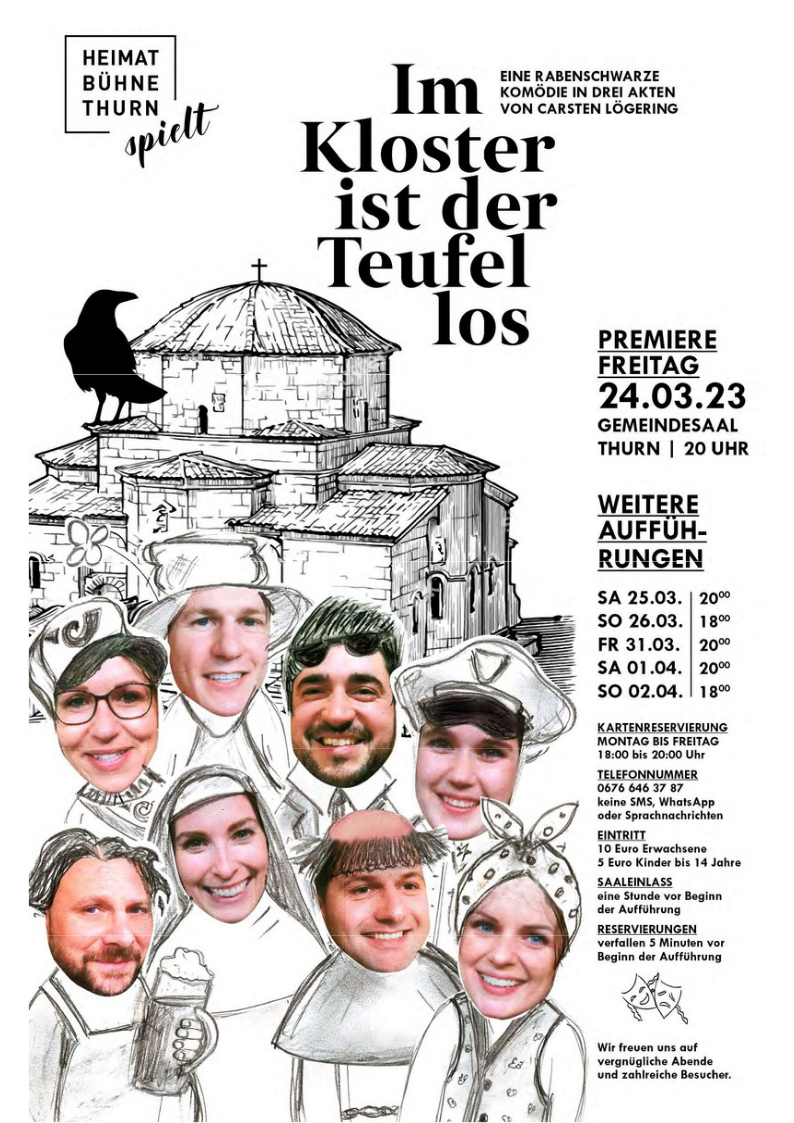 8 Fotos von Mitglieder Heimatbühne vor einem Kloster