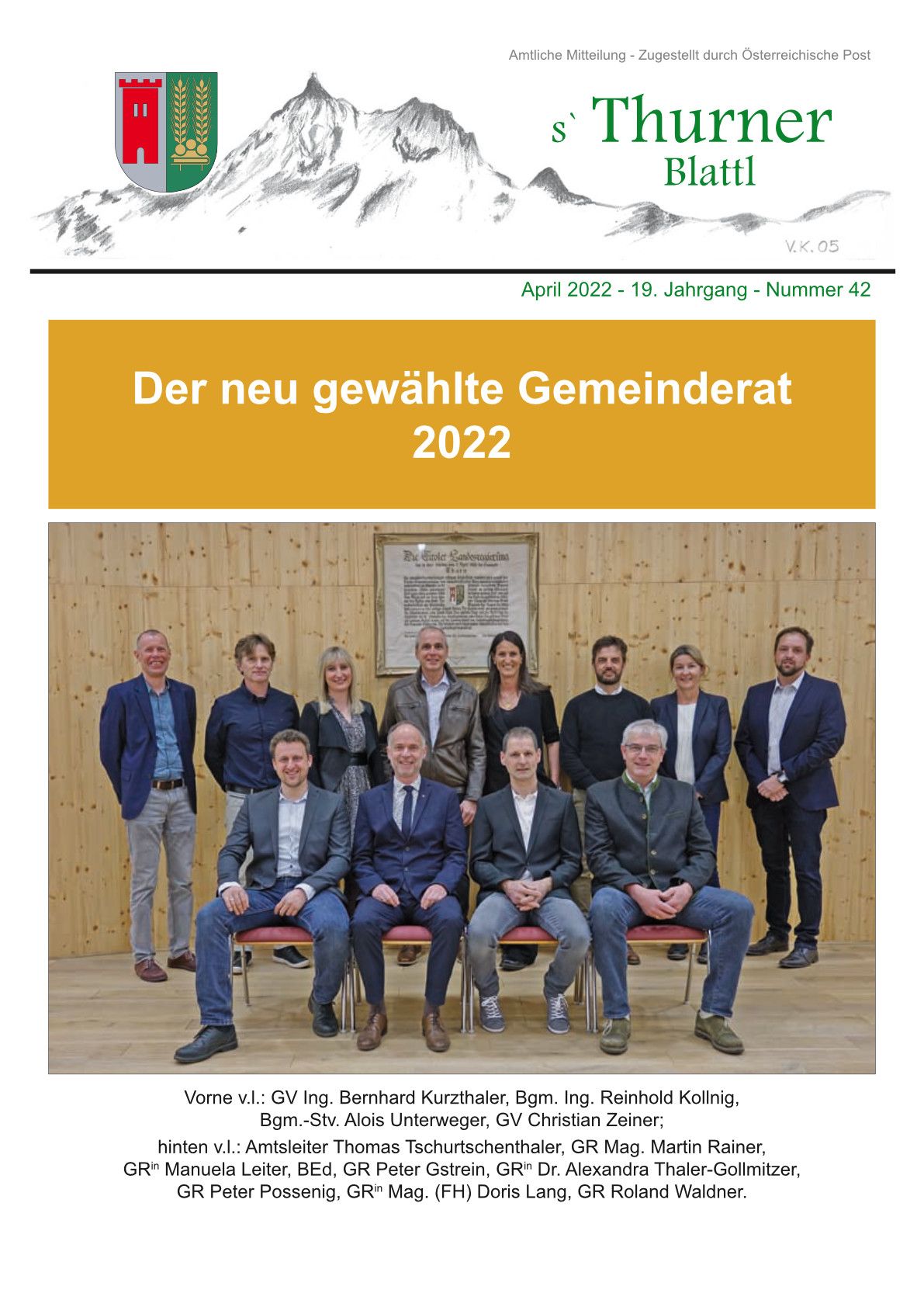 Titelblatt Gemeindezeitung Ausgabe April 2022